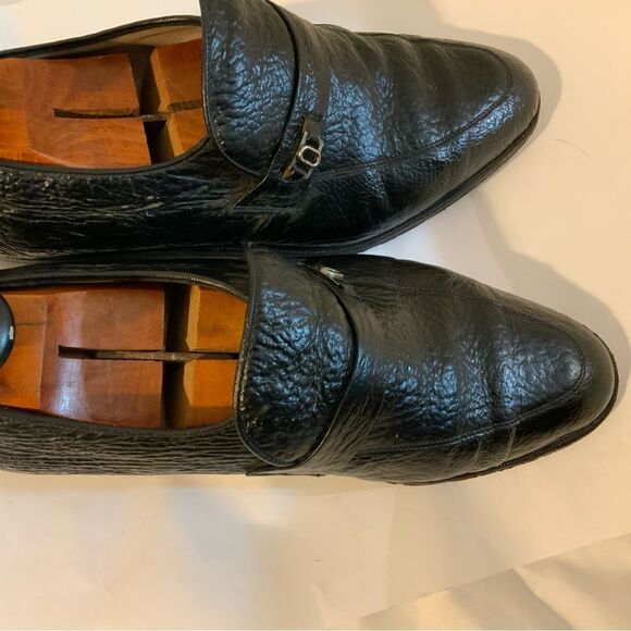 Rare Vintage D’Marco Mens Black Embossed Slip On Loafers Shoes US Sz 9.5M main image 9